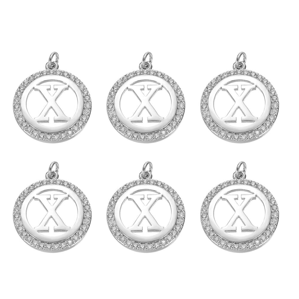 6433 6 Pcs Letter Charm Bulk Initial Charm Round Alphabet Charm Pendant